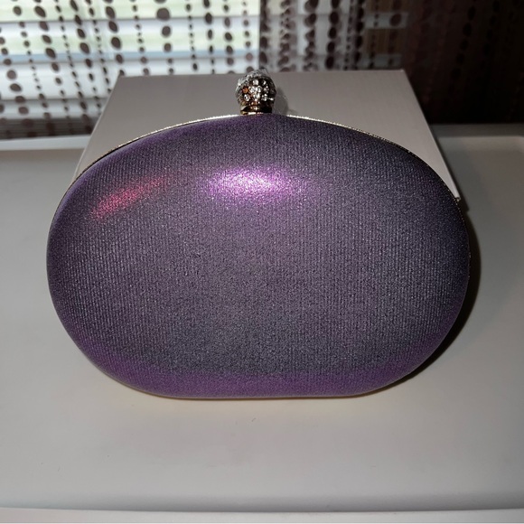 RAMLA Purple Jeweled Clutch with Chain Handbag NWOT - Picture 4 of 9